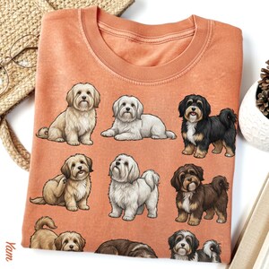 Havanese Dog Poses T-Shirt, Colorful Dog Art Tee, Cute Pet Lover Gift, Comfort Colors Graphic Dog Shirt, Fun Havanese Design image 10
