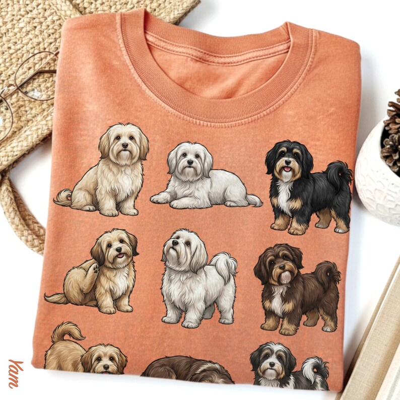 Havanese Dog Poses T-Shirt, Colorful Dog Art Tee, Cute Pet Lover Gift, Comfort Colors Graphic Dog Shirt, Fun Havanese Design image 10