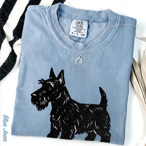 Scottish Terrier T-Shirt, Artsy Linocut Dog Tee, Blocky Scottie Design, Unique Pet Lover Gift, Comfort Colors Graphic Dog Top image 13