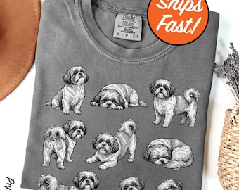 Shih Tzu T-Shirt, Cute Dog Poses Tee, Adorable Shih Tzu Graphic, Pet Lover Gift, Dog Mom Shirt, Comfort Colors