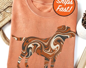 T-shirt pour chien Vizsla, t-shirt marbré pour amoureux des chiens, cadeau esthétique pour animal de compagnie, design couleurs confort, chemise unique pour maman de chien, art canin Vizsla coloré