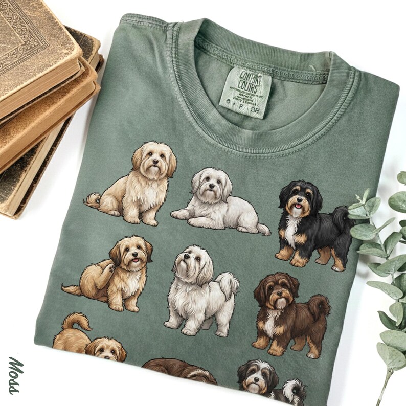 Havanese Dog Poses T-Shirt, Colorful Dog Art Tee, Cute Pet Lover Gift, Comfort Colors Graphic Dog Shirt, Fun Havanese Design image 11