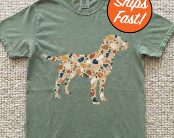 T-shirt Mastiff, t-shirt pour chien terrazzo, oeuvre d'art unique Mastiff, cadeau pour amoureux des chiens, haut graphique couleurs confort pour chien