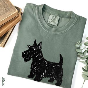 Scottish Terrier T-Shirt, Artsy Linocut Dog Tee, Blocky Scottie Design, Unique Pet Lover Gift, Comfort Colors Graphic Dog Top image 9