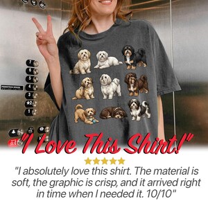Havanese Dog Poses T-Shirt, Colorful Dog Art Tee, Cute Pet Lover Gift, Comfort Colors Graphic Dog Shirt, Fun Havanese Design image 4