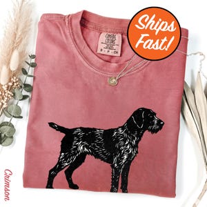 German Wirehaired Pointer T-Shirt, Artsy Linocut Dog Tee, Blocky Design for Dog Lovers, Unique Pet Owner Gift, Comfort Colors Top