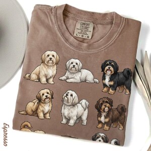 Havanese Dog Poses T-Shirt, Colorful Dog Art Tee, Cute Pet Lover Gift, Comfort Colors Graphic Dog Shirt, Fun Havanese Design image 7