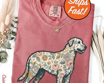 Irish Wolfhound T-Shirt, Artsy Linocut Dog Tee, Blocky Irish Wolfhound Design, Gift for Dog Lover, Comfort Colors Graphic Top