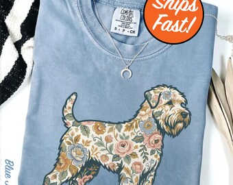 Wheaten Terrier T-Shirt, Modern Chintz Floral Tee, Cute Dog Lover Gift, Adorable Pet Owner Shirt, Comfort Colors Design, Dog Art