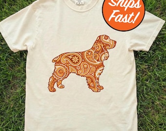 T-shirt cocker anglais, t-shirt cachemire pour amoureux des chiens, cadeau coloré pour parent d'animal de compagnie, haut pour maman pour chien aux couleurs confort
