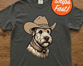 Vintage Style Wheaten Terrier T-Shirt, Cowboy Dog Bandana Tee, Western Aesthetic Dog Shirt, Gift for Wheaten Lovers, Comfort Colors Top