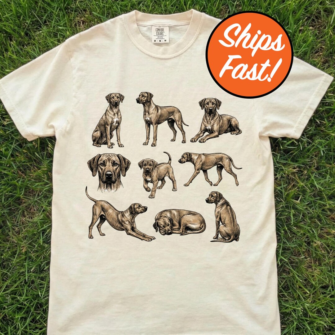 Rhodesian Ridgeback T-shirt, Dog Pose Graphic Tee, 9 Unique Rhodesian ...