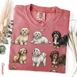 Havanese Dog Poses T-Shirt, Colorful Dog Art Tee, Cute Pet Lover Gift, Comfort Colors Graphic Dog Shirt, Fun Havanese Design image 8
