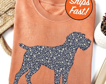 German Wirehaired Pointer T-Shirt, Floral Dog Lover Tee, Small Tight Ditsy Design, Comfort Colors Graphic Dog Top