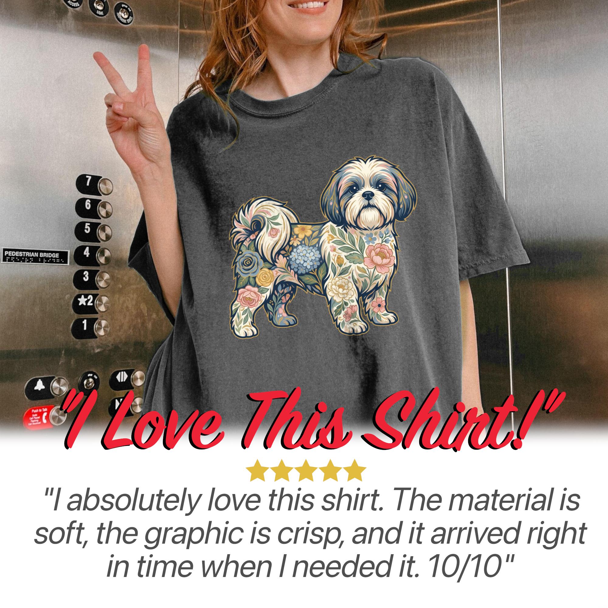 Shih Tzu T-shirt, Modern Chintz Floral Dog Tee, Cute Pet Lover Gift ...