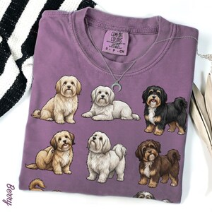 Havanese Dog Poses T-Shirt, Colorful Dog Art Tee, Cute Pet Lover Gift, Comfort Colors Graphic Dog Shirt, Fun Havanese Design image 13