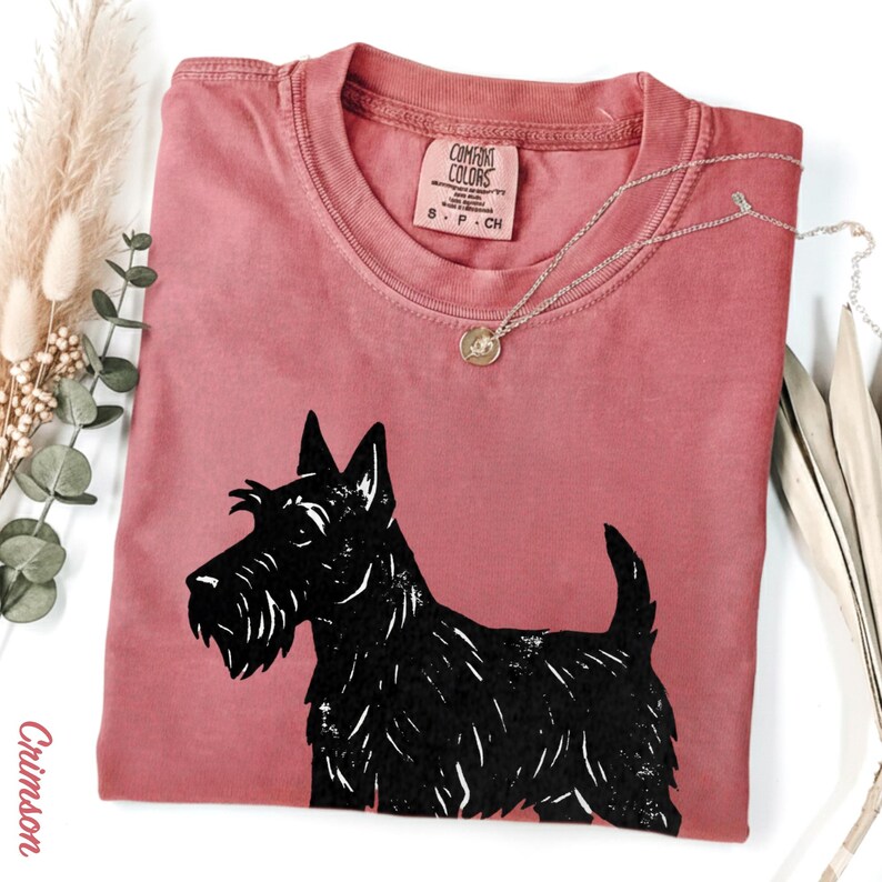 Scottish Terrier T-Shirt, Artsy Linocut Dog Tee, Blocky Scottie Design, Unique Pet Lover Gift, Comfort Colors Graphic Dog Top image 10