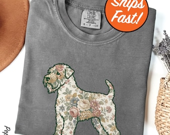 Wheaten Terrier T-Shirt, Vintage Chintz Floral Tee, Cute Dog Lover Gift, Adorable Pet Owner Shirt, Comfort Colors Design