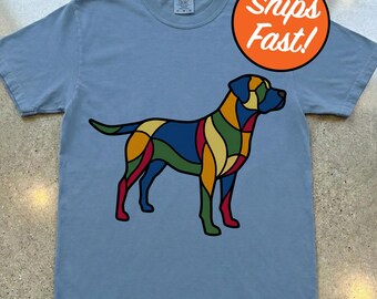 T-shirt Mastiff, T-shirt silhouette en vitrail, Design simple et épuré, Cadeau pour amoureux des chiens, Haut pour propriétaire d'animal de compagnie aux couleurs confortables