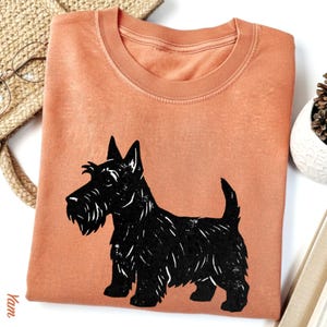 Scottish Terrier T-Shirt, Artsy Linocut Dog Tee, Blocky Scottie Design, Unique Pet Lover Gift, Comfort Colors Graphic Dog Top image 12
