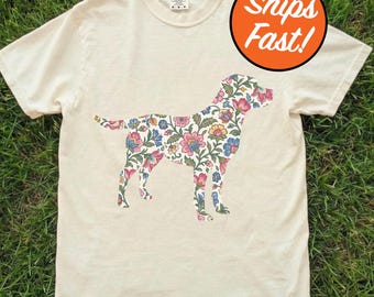 T-shirt Mastiff, T-shirt fleuri pour amoureux des chiens, Design moderne en chintz, Cadeau Mastiff élégant pour les propriétaires de chiens, Haut graphique aux couleurs confortables