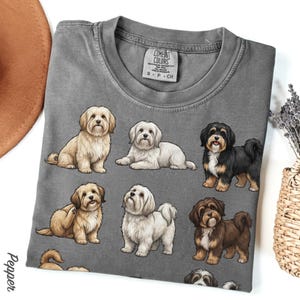 Havanese Dog Poses T-Shirt, Colorful Dog Art Tee, Cute Pet Lover Gift, Comfort Colors Graphic Dog Shirt, Fun Havanese Design image 12