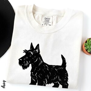Scottish Terrier T-Shirt, Artsy Linocut Dog Tee, Blocky Scottie Design, Unique Pet Lover Gift, Comfort Colors Graphic Dog Top image 14