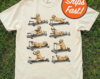 Wheaten Terrier Pilates Shirt, Dog Fitness Tee, Funny Reformer Pilates Dog Mom Gift, Comfort Colors Workout Graphic Top