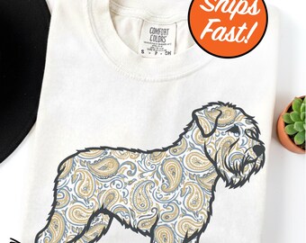 Wheaten Terrier T-Shirt, Paisley Dog Tee, Cute Wheaten Design, Dog Lover Gift, Fun Graphic Tee, Comfort Colors Wheaten Shirt