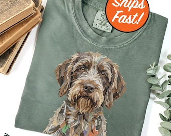 Wirehaired Pointing Griffon T-Shirt, Paper Collage Dog Tee, Unique Dog Lover Gift, Comfort Colors Graphic Dog Top