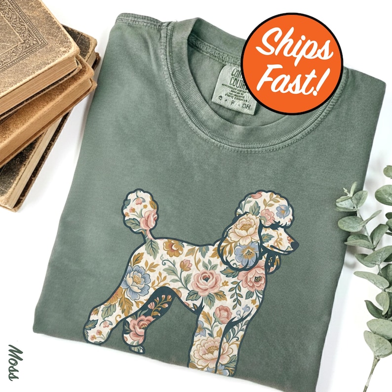 Poodle T-shirt, Modern Chintz Floral Tee, Dog Lover Gift, Cute Pet ...