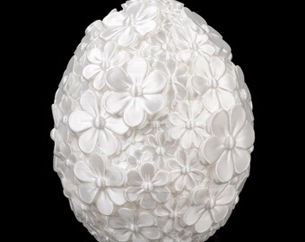 3D Printed Floral Easter Egg – Silk Champagne Pink, Modern Spring Decor