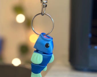 Articulated Fish Keychain | 3D Printed Fidget Toy, Backpack Charm, Animal Key Ring