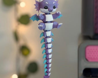 Articulated Baby Dinosaur Fidget Toy | Flexible 3D Printed Desk Pet, Kawaii Collectible Figure