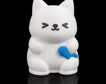 3D Printed Cat Night Light Lamp | Soft Glow Ambient Lighting, Cozy Bedroom Decor