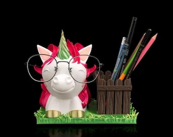 3D Printed Unicorn Glasses Holder | Pen Organizer Desk Decor