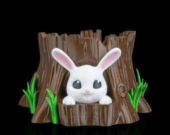 3D Printed Bunny Stump Bowl | Easter Candy Dish, Woodland Decor