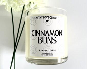 Cinnamon Buns Candle | Gift for Her | Cinnamon Buns Scented Candle | Handmade Soy Candle 10 Oz