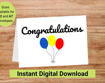 Blank Cards Printable Congratulations Greeting Card Digital Download ...