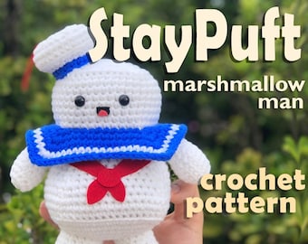 PDF かぎ針編みパターン | ステイパフト マシュマロマン 編みぐるみ ぬいぐるみ