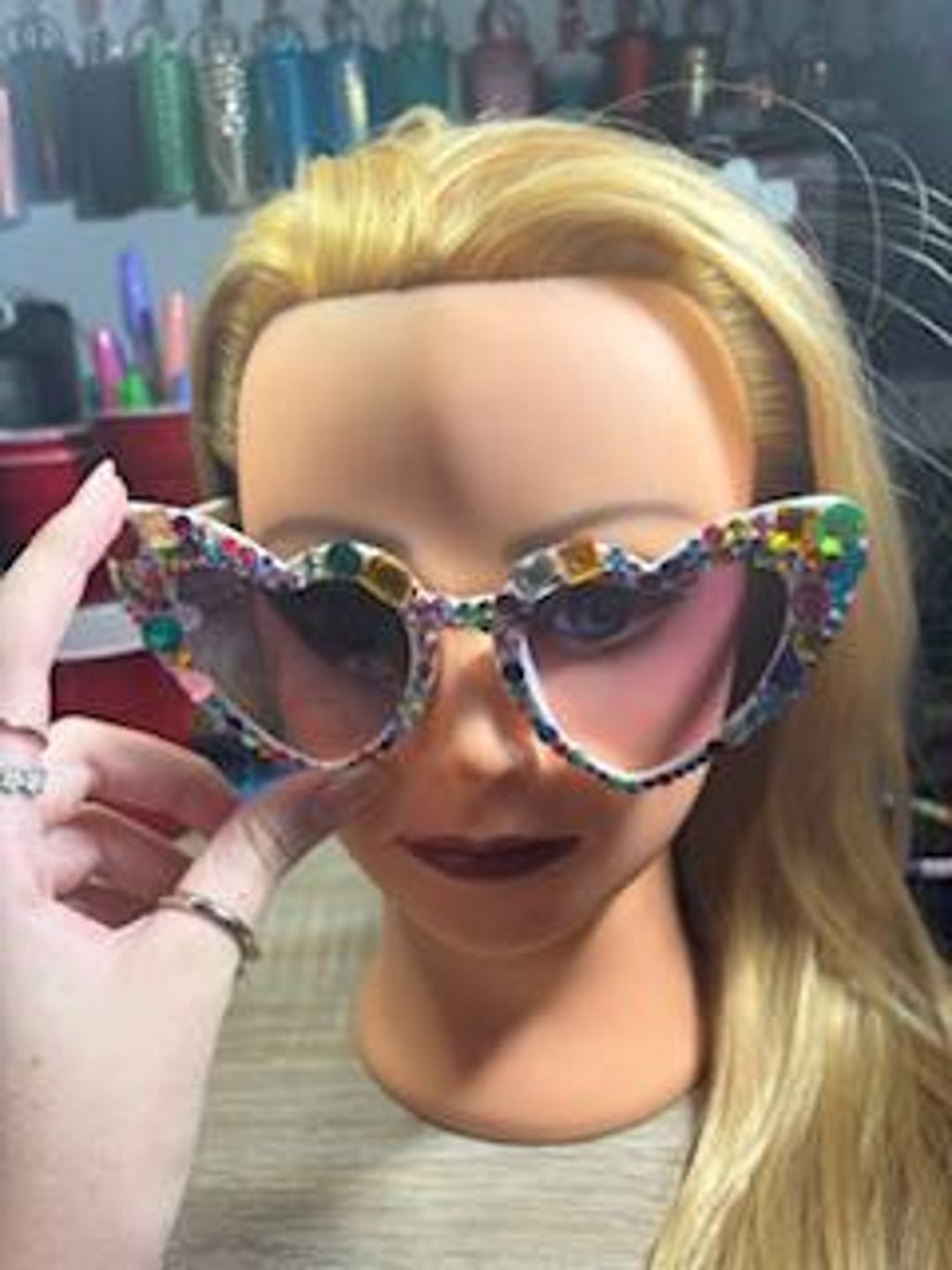 ?Gorgeous bejeweled sunglasses? Bejeweled Shield Sunglasses | HipHopCloset.com main image 2