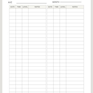 A1C Blood Glucose Tracker, Printable Blood Sugar Log, Medical Checklist ...