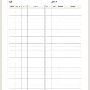 A1C Blood Glucose Tracker, Printable Blood Sugar Log, Medical Checklist ...