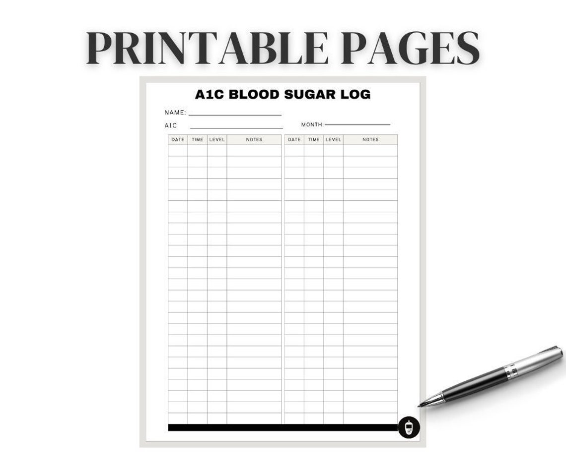 A1C Blood Glucose Tracker Printable Blood Sugar Log Medical - Etsy Ireland