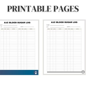 A1C Blood Glucose Tracker, Printable Blood Sugar Log, Medical Checklist ...