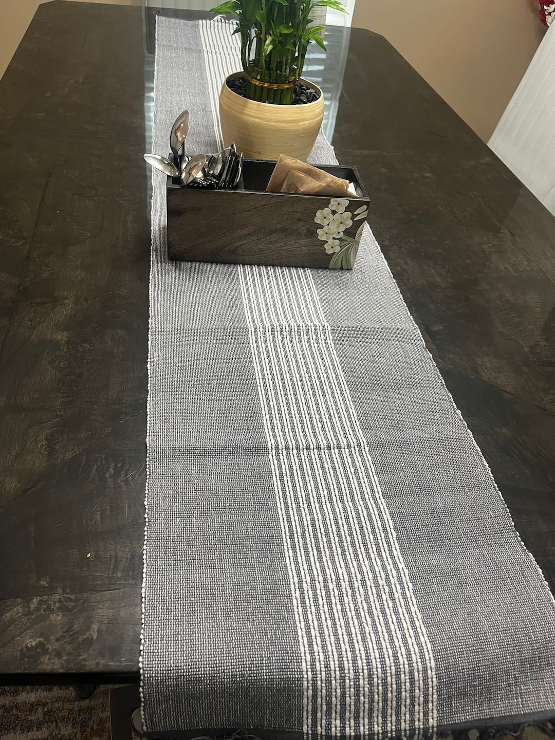 Table Runner Modern Table Runner Handcrafted Textured Cotton Table Runner Wedding Table Runner