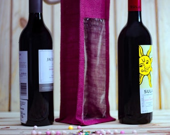 Wine Bottle Gift Bag  / Wine Bag  / Wine Tote / Hostess Gift / Housewarming Present Birthday Reusable Single Bottle Burlap Bag (Pack of 5)