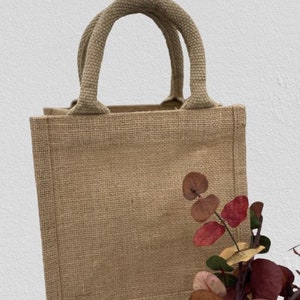 10x Jute Bags  8 X 8 X 6 inches Small - padded cotton handles  small Eco-friendly Burlap Bag, Reusable Burlap Tote,Shopping Wedding Gift Way