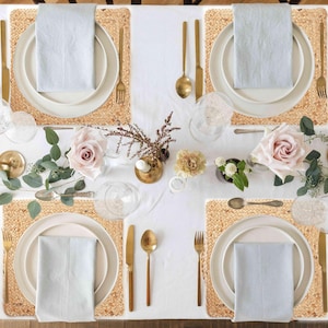 Table Placemat set of 4 Reversible, 100% Jute,Nonslip 15X15 Square Farmhouse Vintage Jute Placemats for Dining Table, Indoor Outdoor