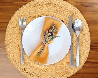 Water Hyacinth hand Braided Round Placemat Set of 4 (Natural, 15" Round) jute placement handmade